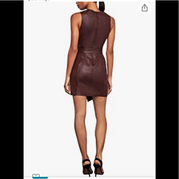 BCBGMAXAZRIA Womens Layla Cocktail Dress Asymmetric Faux Leather - Bittersweet - Picture 3 of 7